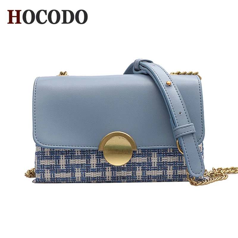 

HOCODO PU Leather Weave Crossbody Bags For Women Chain Small Flap Shoulder Messenger Bag Lattice Female Handbags And Purses SAC