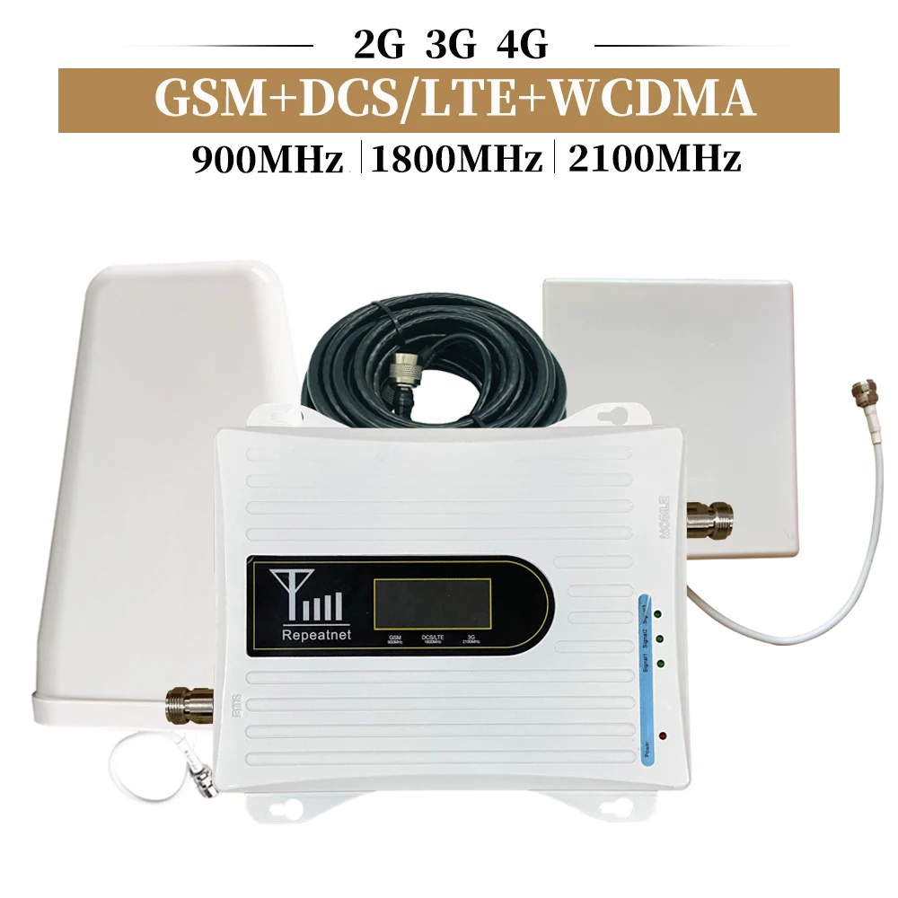 Обновленный трехдиапазонный усилитель сигнала сотового телефона 2G 3G 4G 70 дБ GSM 2020