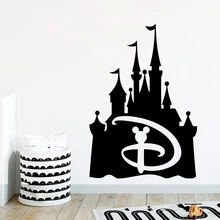 Cartoon Disney Mickey Mouse Emblem Dreaming Castle Vinyl Wall Stickers For Home Decor Kids Room Decoration Mural Wall Art Decals