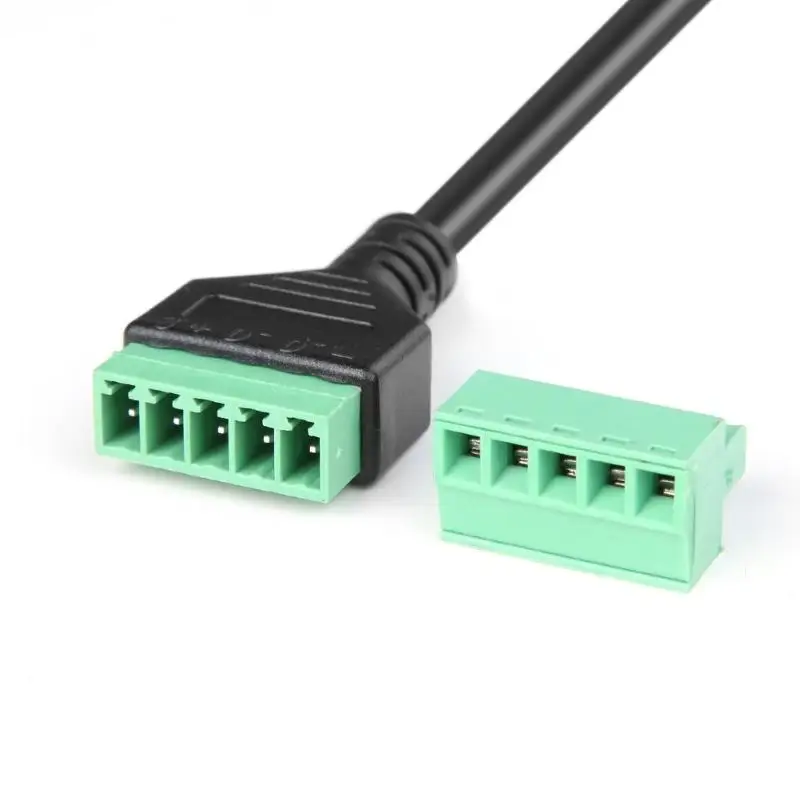 ALLOYSEED 30 см USB 2,0 type-B штекер на 5 Pin винтовой разъем с экранированным терминальным кабелем USB B Jack удлинитель конвертер Adater