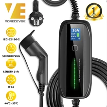 Morec Type 2 Portable EV boîte de charge pour véhicule électrique avec câble de Schuko fiche commutable 10/16A chargeur de voiture EVSE 2.2/3.6KW