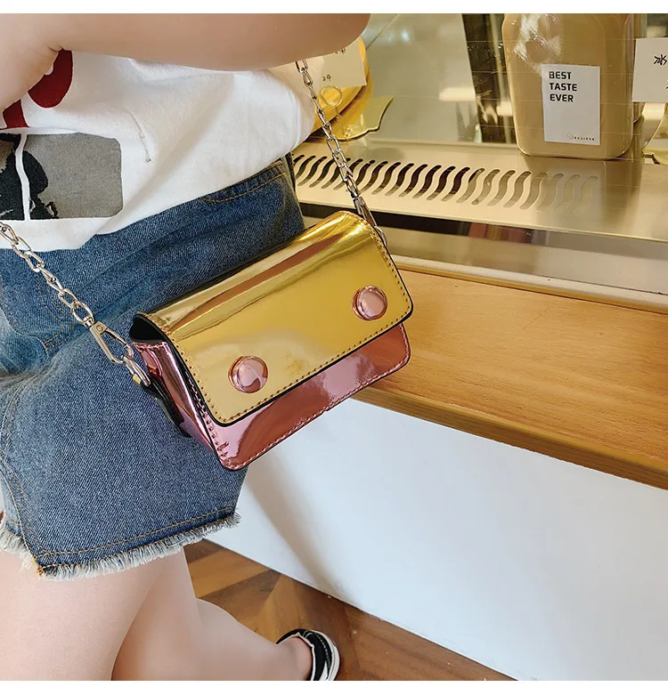 Korean-style Summer New Style CHILDREN'S Bag Cute Shoulder Patent Leather Bag with Chain Versatile Cross-body Mini Accessor