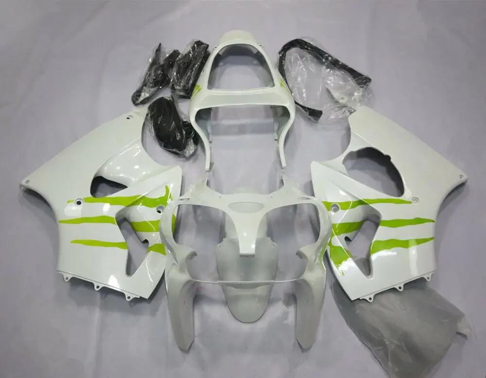ZXMT разноцветный обтекатель комплект для Kawasaki ZX6R 2000-2002 2001 ZX636 ABS система впрыска Кузов ультрафиолетового света закрепитель для гель-лака - Цвет: Зеленый