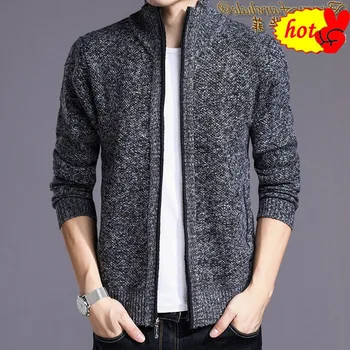 

Men Clothes Sweater Winter Thick Warm Cardigan Men Cashmere Wool Sweater Coat With Cotton Liner Zipper Coats