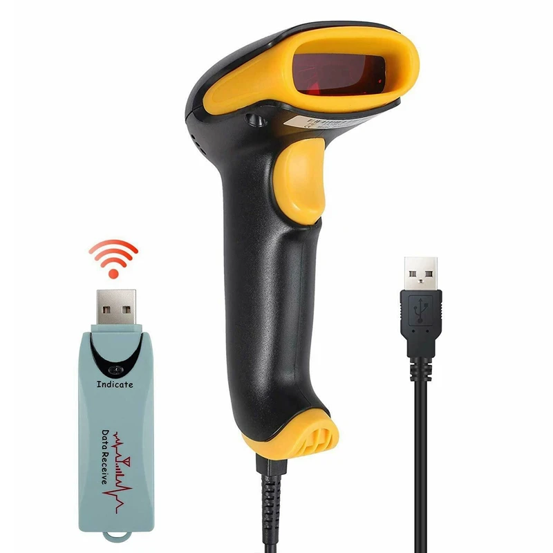 Сканер штрих-кода 2-в-1 2,4 ГГц Беспроводной& Usb2.0 проводной ручной сканер штрих-кодов 1D автоматический считыватель штрих-кодов большого 328 средства ухода за кожей стоп Transmissio