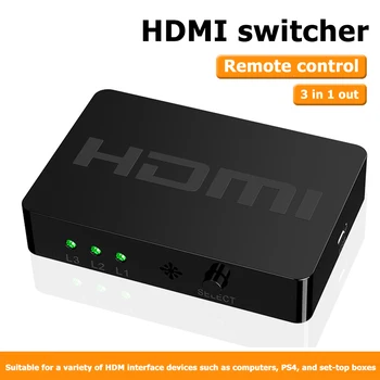 

3 Port 1080P HDMI Switcher Plug Play Convenient Quick Operate 3x1 HDMI Splitter with Remote Control for PS4 TV Box