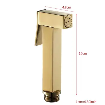 

Shiny Gold Handheld Bidet Sprayer Square Shower Head Douche Fauce Toilet Cleaner R9JF