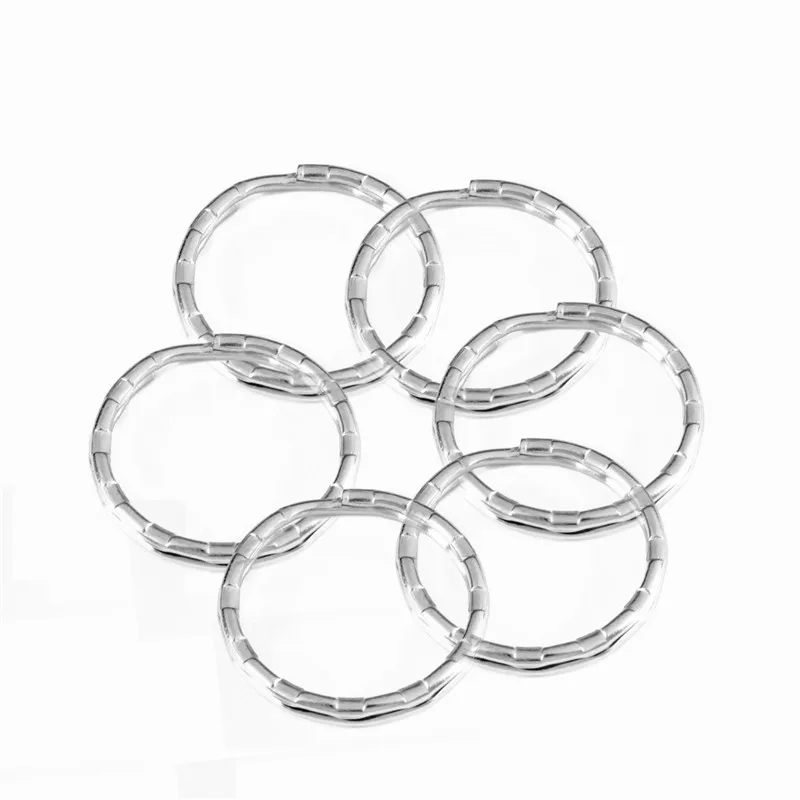 30pcs Wholesale Stainless Steel Hole Key Ring Key Chain Rhodium Plated Bump Round Split Keychains DIY Jewelry Making  20 25 30mm