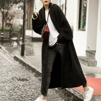 

Autumn Winter Women Solid Loose Long Sweater Cardigans Knitted Batwing Sleeve Cardigan Long Sleeve Plus Size Sweater