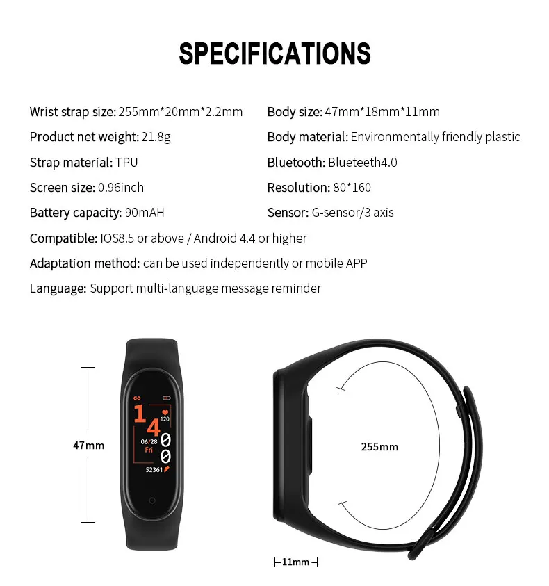Умные часы M4, фитнес-браслет, пульсометр, монитор артериального давления, умный Браслет Для Xiaomi, huawei, samsung, Android, IOS, телефона