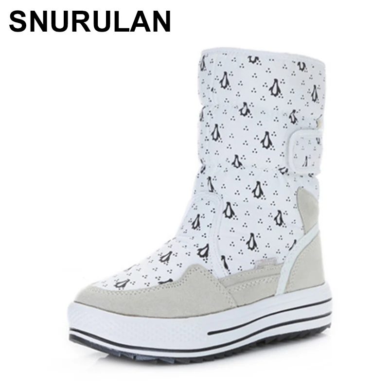 SNURULAN 2019; fashionable women's boots to the middle of the calf with a round toe; warm winter boots; flat plush women boots