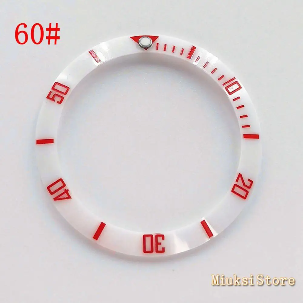 60 Parnis 38mm black blue white green Ceramic/Titanium Bezel insert for 40mm case Watch accessories bezel - Цвет: 60