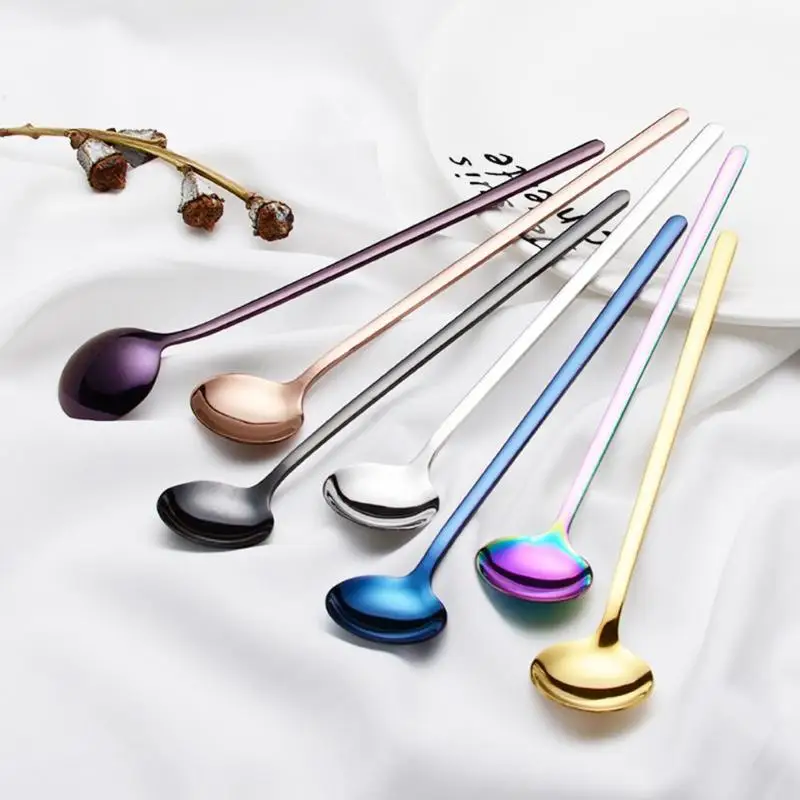 

Long Handle Spoon Coffee Dessert Shop Western Tableware Fashionable Atmosphere Kitchen Accessories for Coffee Tea Dessert Snacks