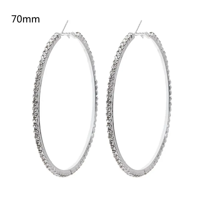 Модные сверкающие стразы кристалл большой круг серьги-кольца для женщин ювелирные изделия - Окраска металла: 70