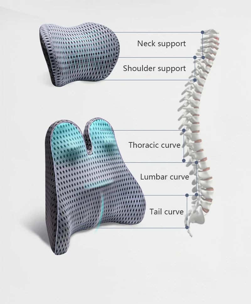 Car Headrest Neck Pillow Support Universal Soft Neck Pillows Cushion Memory Foam Lumbar Pillow Back Support Interior Automotive