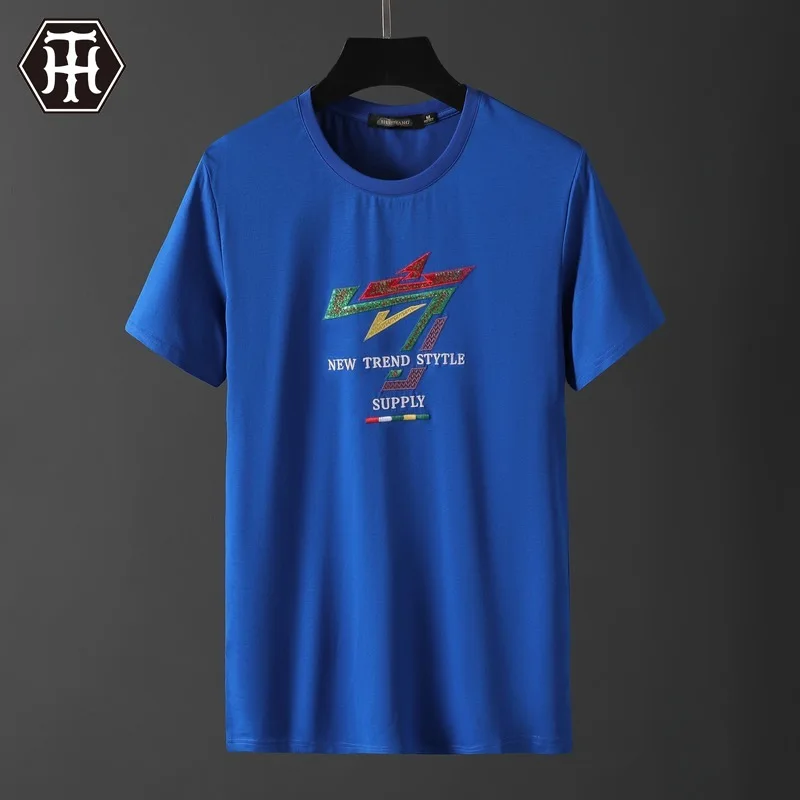 

Ozhouzhan Popular Brand Short Sleeve T-shirt Sequin Embroidered 2020 Spring And Summer New Products Double Mercerized Cotton Hal