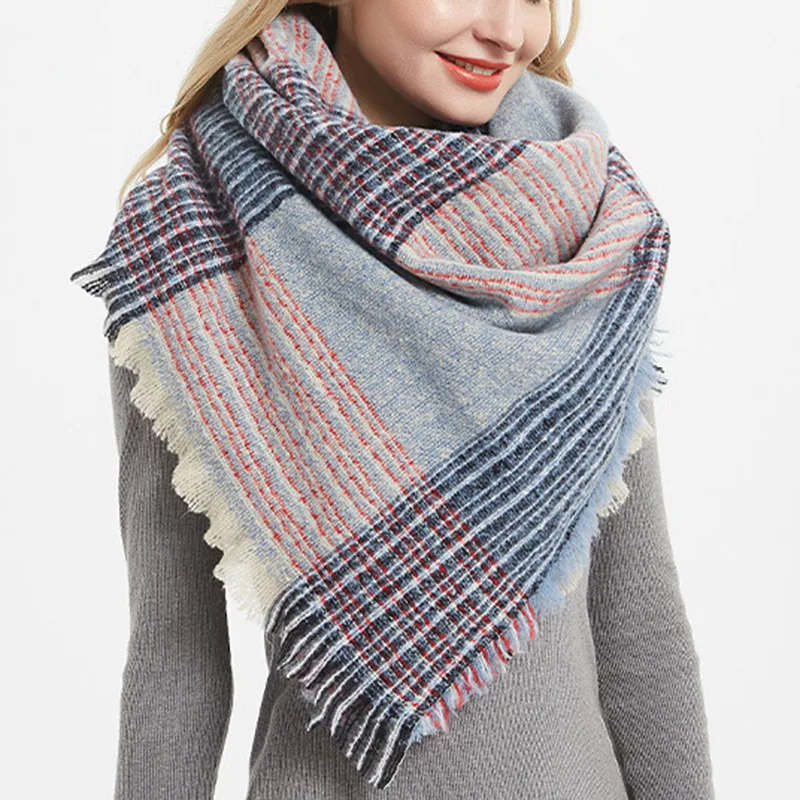 

Vintage Boho Women Plaid Tassel Scarves Winter Warm Elegant Ladies Scarf 2019 Boho Designer Female Rectangle Shawls and Scarves