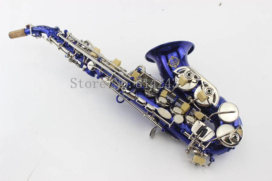 Sassofono Soprano Bb Di Alta Marca Suzuki Piccola Curva In Sassofono Soprano Blu Piatto Sassofono Strumento Musicale Sax