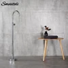 Polished Chrome Freestanding Bathtub Faucet Hot And Cold Brass Bathroom Mixer Floor Stand Mounted Single Handle Tap 1