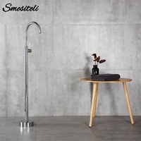 Polished Chrome Freestanding Bathtub Faucet Hot And Cold Brass Bathroom Mixer Floor Stand Mounted Single Handle Tap 1
