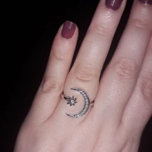 С изображением луны и звезд, обручальное кольцо 925 пробы серебро AAAA фианит вечерние свадебные кольца для женщин Обручение ювелирный подарок на палец