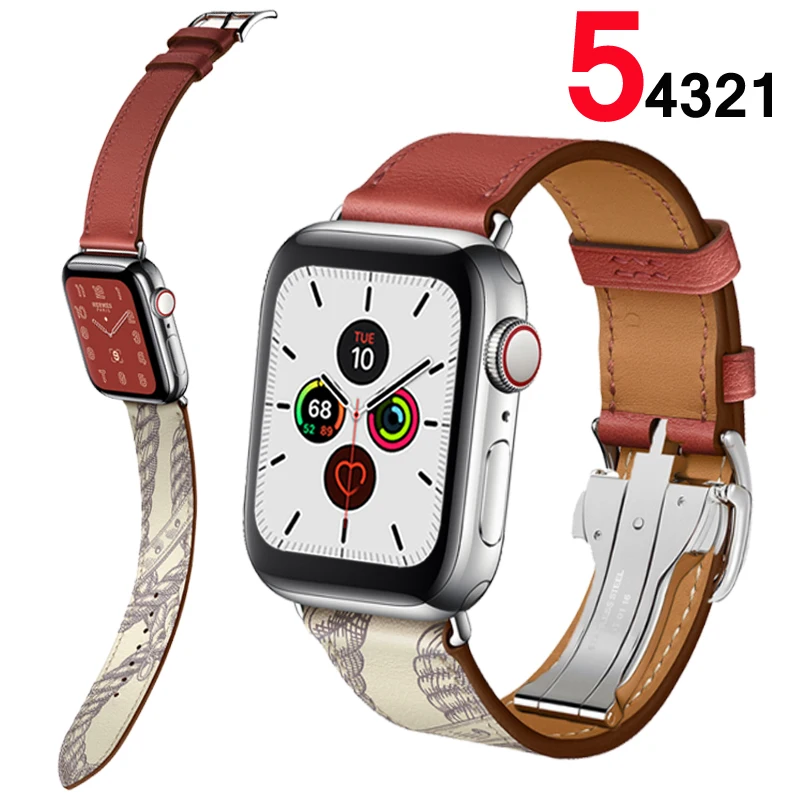 Ремешок для apple watch band 5 4 44 мм 40 мм correa iwatch 3 2 42 мм 38 мм раскладной кожаный браслет с пряжкой аксессуары для apple watch