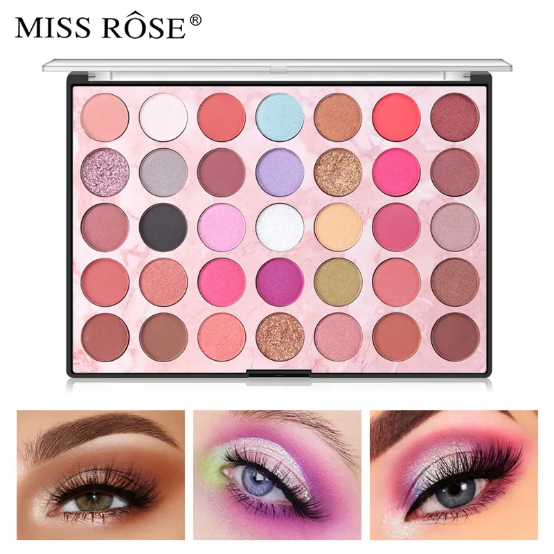 

MISS ROSE Matte Shimmer Eye Shadow Palette 35 Colors Pigment Powder Long Lasting Glitter Eye Shadow Pallete Makeup Cosmetics