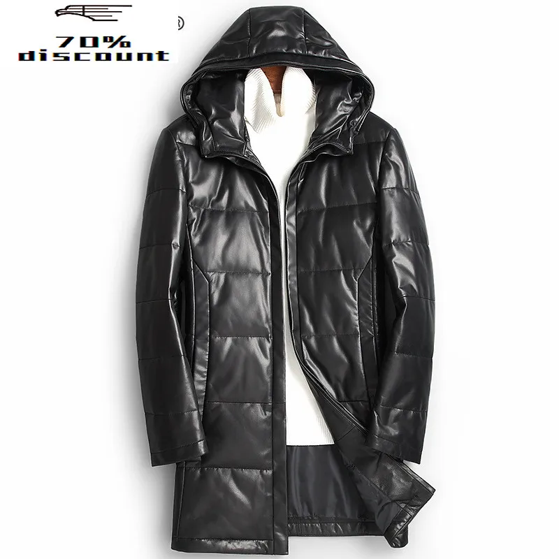 

Genuine Leather Jacket Men Winter Duck Down Jacket Men 200% Sheepskin Hooded Coat Chaqueta Cuero 82X89808 YY202