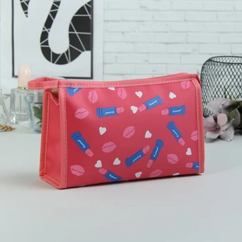 

Cosmetic bag triangular, zipped compartment, pink