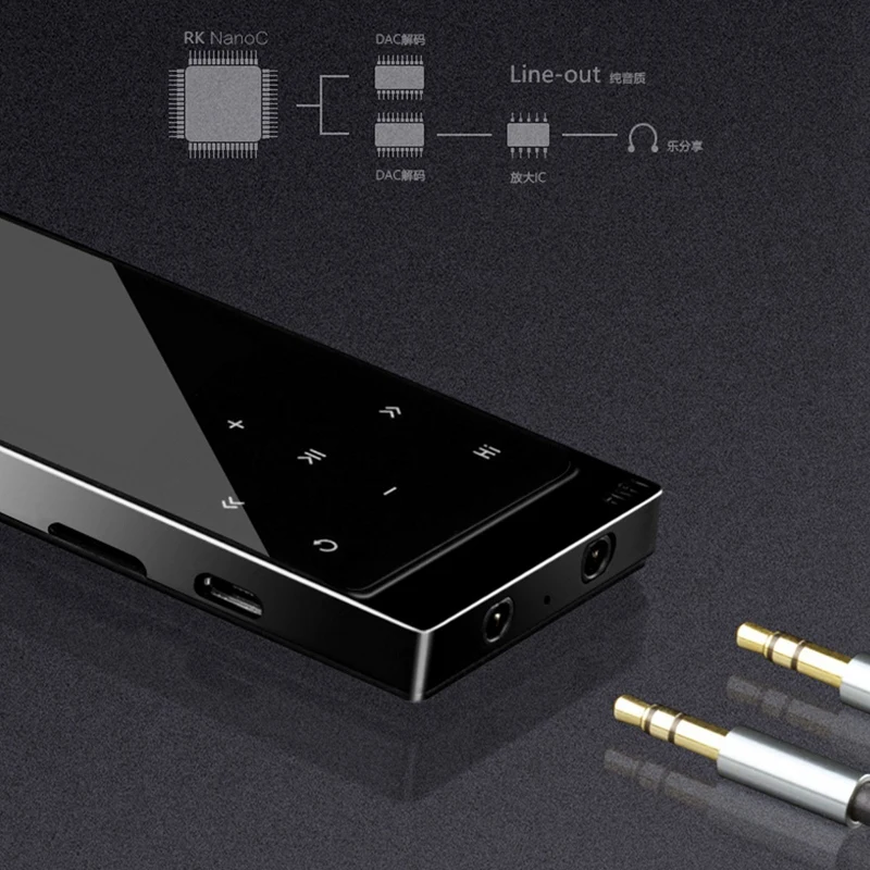 Продвижение-Bluetooth пресс-экран MP3-плеер встроенный 8G Hifi Lossess с Fm/радио и двойной разъем для наушников