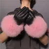 Wholesale Fox Fur Gloves Winter Female Luxury Style Warm Sheepskin Genuine Leather Gloves Driving Thickening Mitten ► Photo 3/6