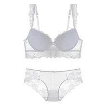 Сексуальный кружевной бюстгальтер со шнуровкой, супер пуш-ап комплект нижнего белья для женщин, кружевной бюстгальтер на широких бретелях, прозрачные трусики, нижнее белье белого и черного цвета