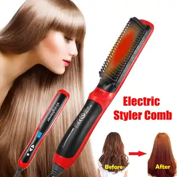 

Hair Straightener Electric Brush Comb Irons Straight Hair Comb brush Hair Straightener Curler styling tool + LCD Disply