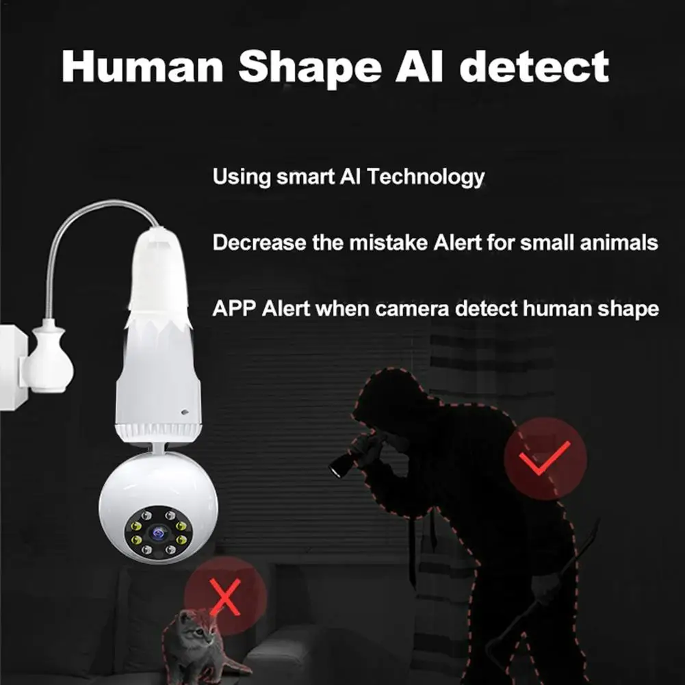 action camera hd HD 1080P 360 Rotate Auto Tracking Panoramic Camera Light Bulb Wireless Wifi Camera Remote Viewing Security old action camera