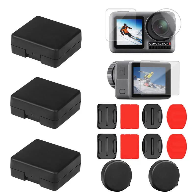 

for DJI OSMO Action Sports Camera for SheIngKa Screen Protective Film Lens Cap Battery Case Sticker Mount Set Photo Accessories