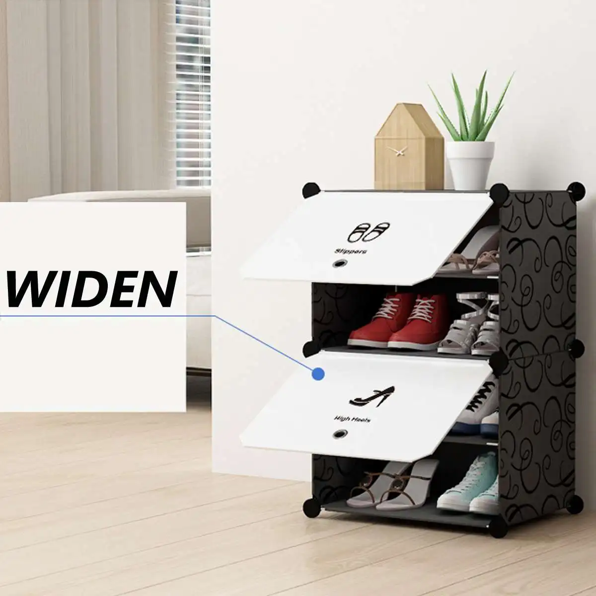 

Hot New 2/4/6 Layers Shoe Rack Pipe Black & White Easy to install home Shoe cabinet Shelf Storage Organizer Stand Holder Space S