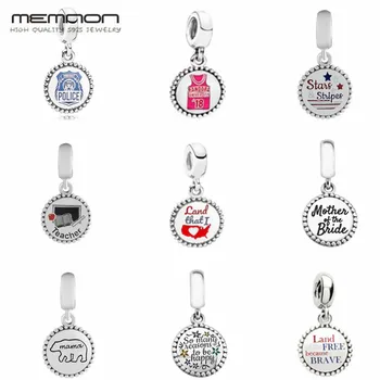 

Land That I love heart charms 925 sterling silver Dangle teacher charm Fit beads Bracelet necklace DIY pendant For Jewelry Make