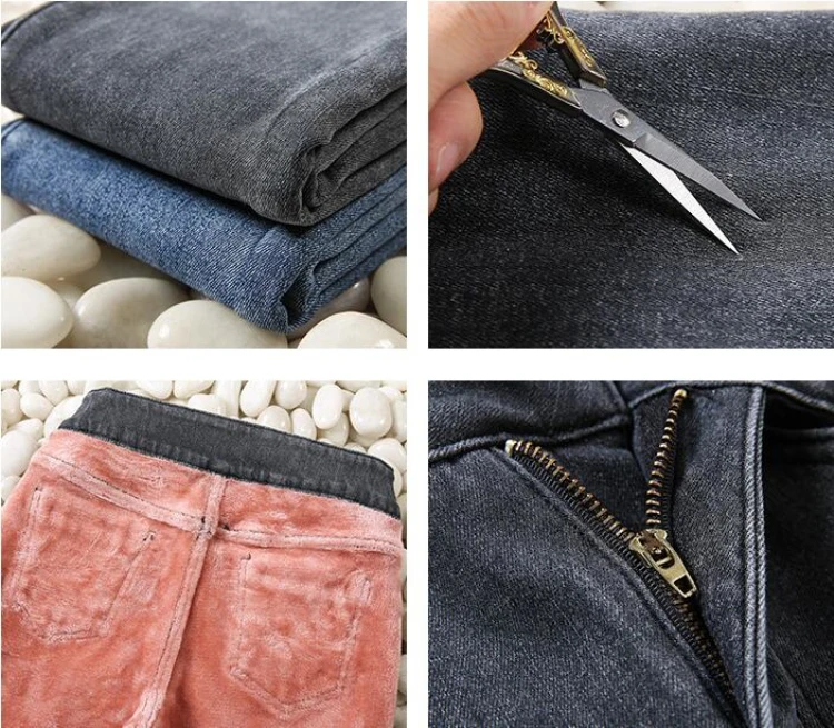 Winter Jeans Female High Waist Denim Skinny Warm Jeans for women Mujer Velvet Pencil Pants Stretch Pantalon Femme
