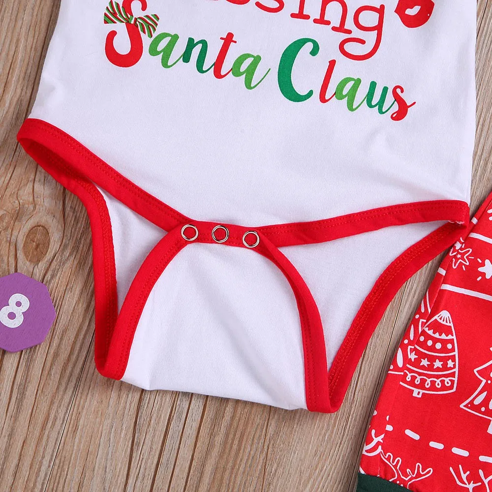 My First Christmas/Детский комбинезон с принтом рождественских букв для маленьких мальчиков и девочек, штаны и штаны комплект с шапочкой, conjunto infantil menino#3