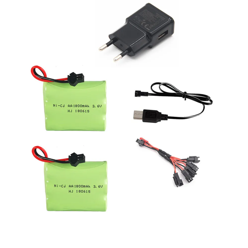 3.6V 1800Mah Nicd Batteria + Caricatore 3.6V Per Il Giocattolo Del Rc Auto Barca Serbatoio Pistola Treno Robot Aa 3.6V Batteria Ricaricabile Per La Ba