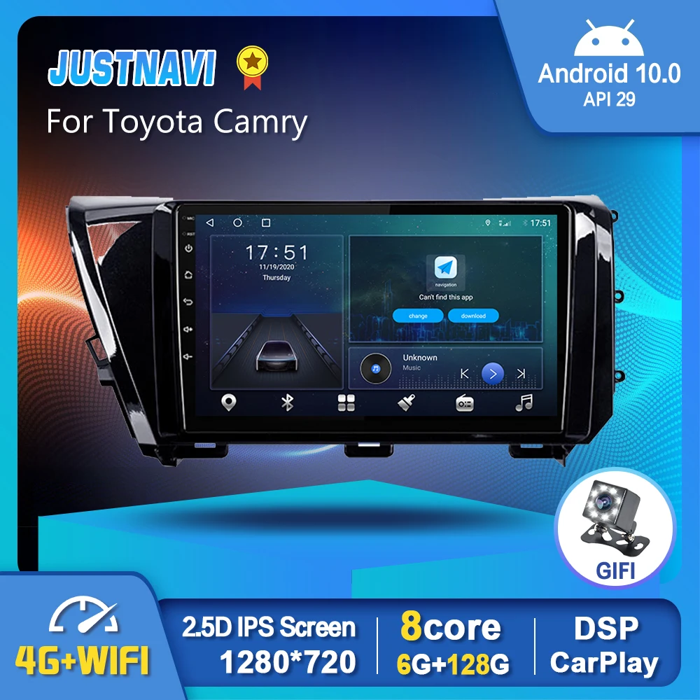 Автомобильный радиоприемник 6G 128G с сенсорным экраном для Toyota Camry 2017-2020