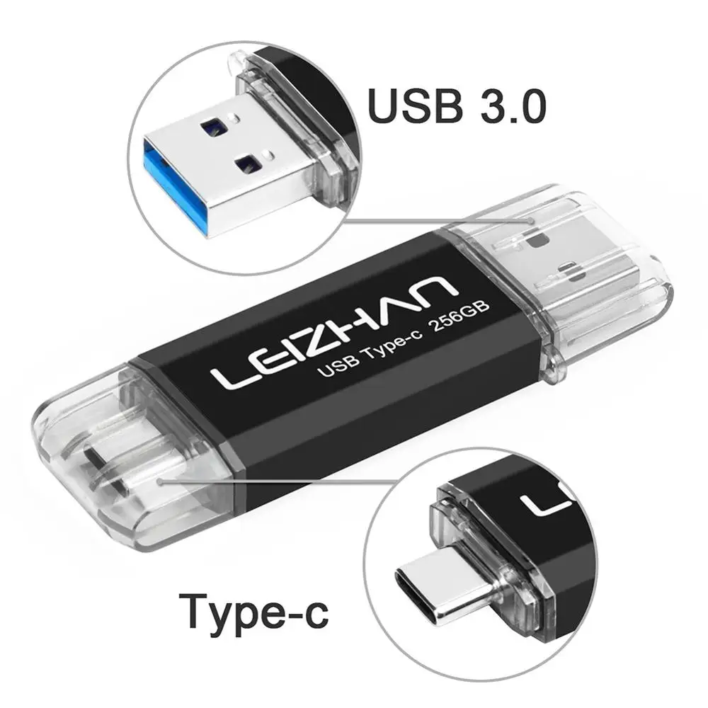 LEIZHAN TYPE-C USB флэш-накопитель для телефона android samsung S10 S9 Note9 S8 флеш-накопитель 3 0