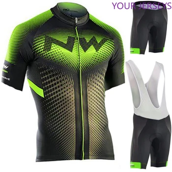 

2020 NW Brand Flour Green Cycling Jersey Set Mountian Bicycle Sportswear Cycling Clothing Racing Bike Wear Clothes Cycling Set