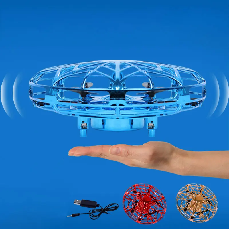 NWHEBET UFO Drone Toy Infrared Sensors Flying Toys for Kids Mini Drone with LED Lighting Hand Controlled Frisbee USB Charging Interactive Tech Gadgets Xmas Gifts 