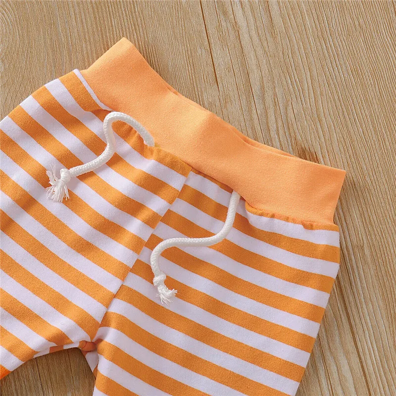 Newborn Baby Girls Boys clothes Long Sleeve Hooded pullover Geometry Tops bow Headband striped Bandage Pant 2pc Autumn outfits