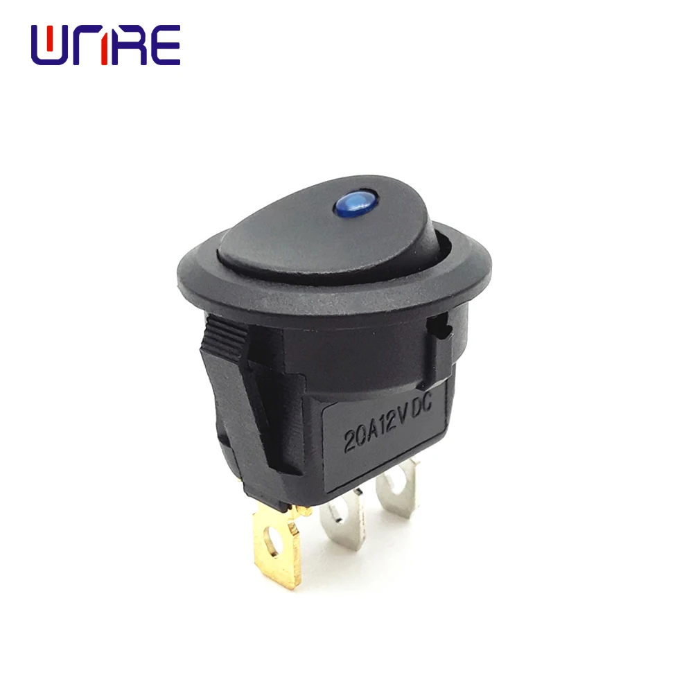 5Pcs ON/OFF 20A 12V DC Round Rocker Dot Cat-eye Switch LED Light Luminescence Mini Toggle Switches Waterproof Cap