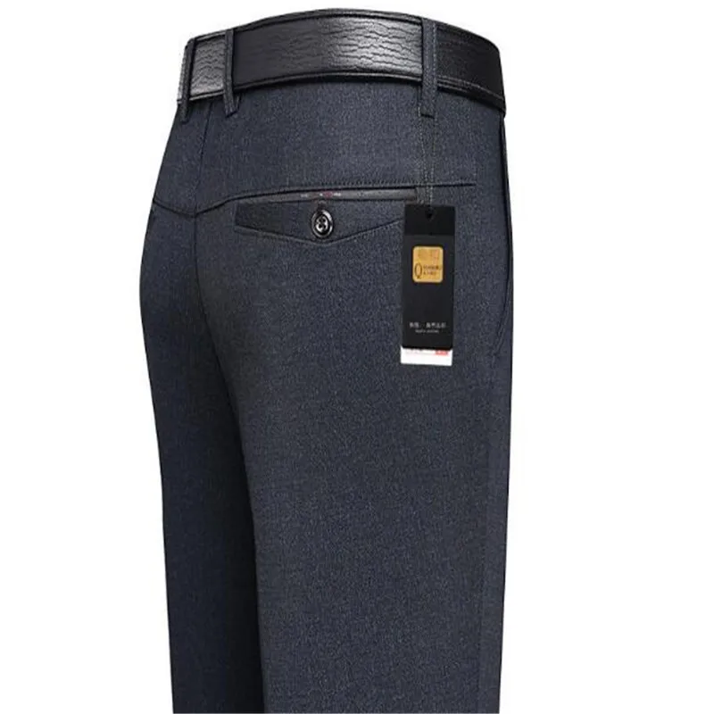 남성용 하이 웨이스트 루즈 비즈니스 캐주얼 정장 바지, 주름 방지 착용 바지, 가을 겨울 신상
