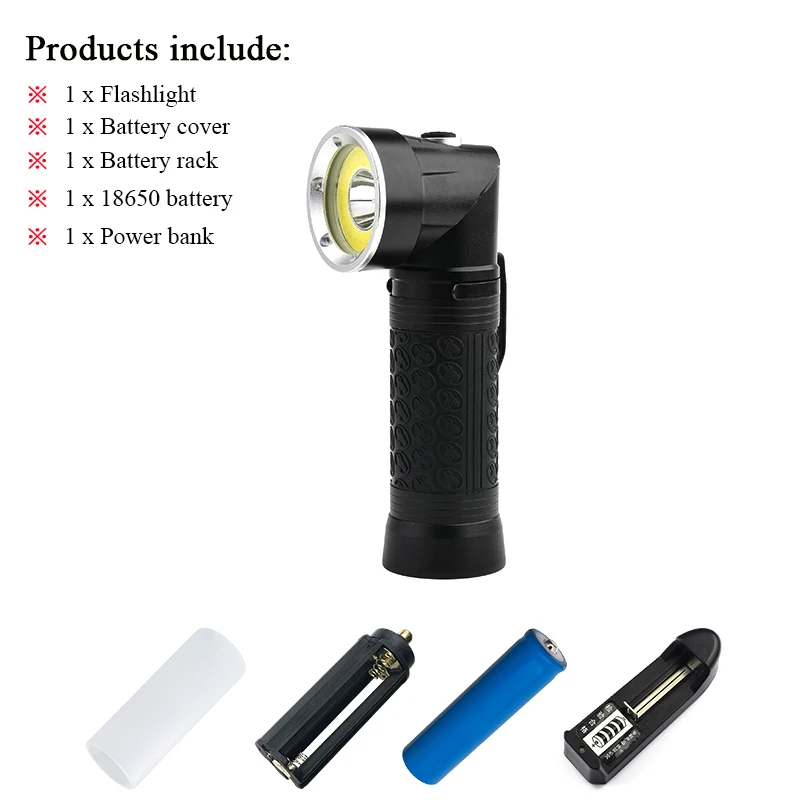 Package B Linternas led recargable de alta potencia xml t6 Многофункциональный COB рабочий светильник инспекционный светильник 90 градусов складной светильник-вспышка - Испускаемый цвет: Package B