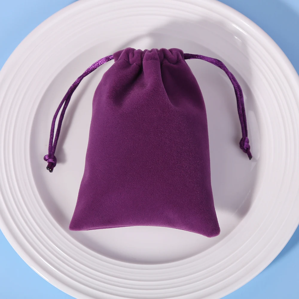 50pcs Jewelry Drawstring Bags Velvet Pouches Makeup Cosmetic Organizer For Wedding Birthday Party Decoration Chic Gift Sack photo