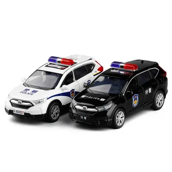 

1:32 high simulation Honda CRV police car live voice six-door realistic siren sound and light alloy car model toy for gifts